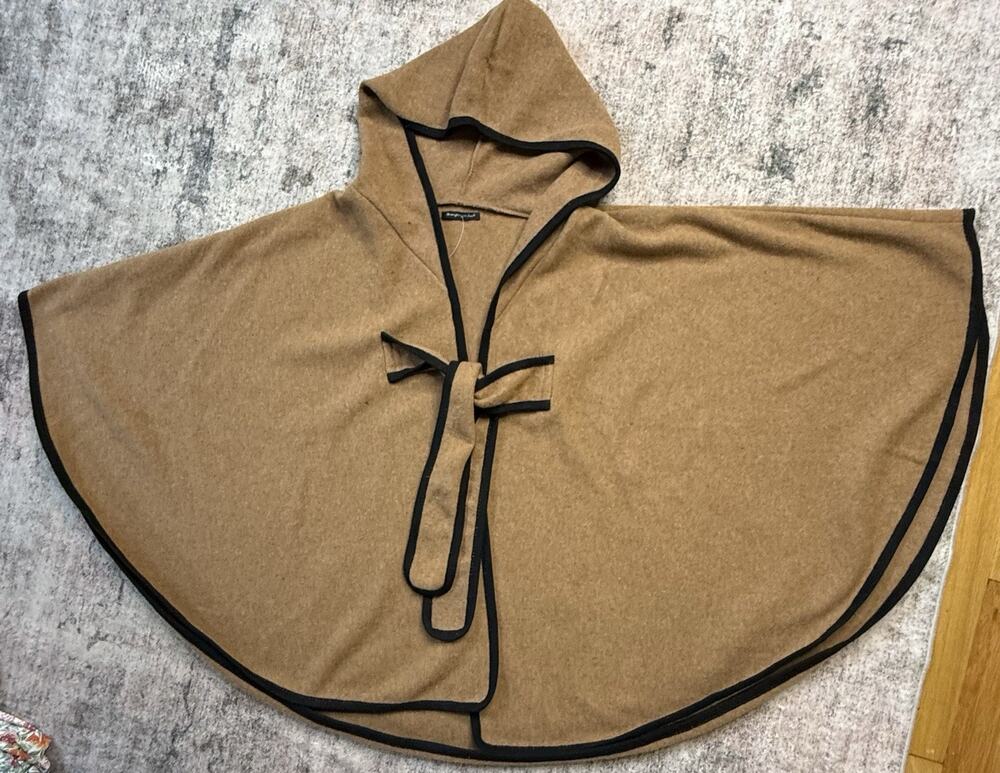 NWT ANTHROPOLOGIE Poncho Cape Camel Gray OS Quiet Lux Minimalist Western Boho